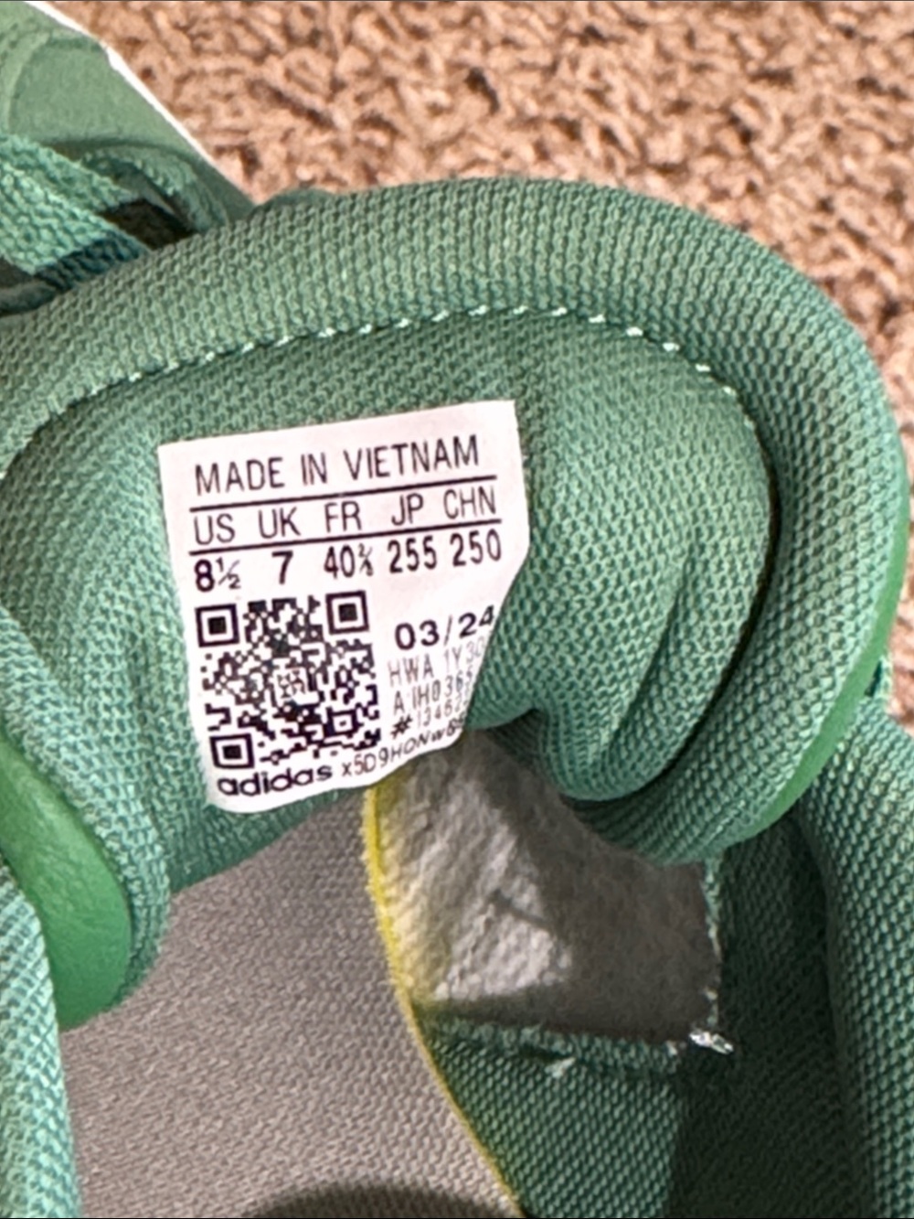 adidas Women's Green Suede Sneakers with Pink Stripes - Picture 7 of 7